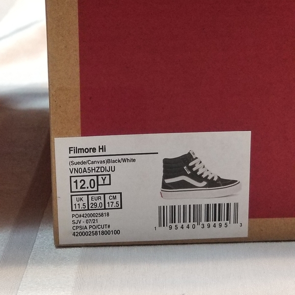 Vans Filmore Hi | black/white | 12Y | Brand New with Box | VN0A5HZDIJU - Picture 7 of 7